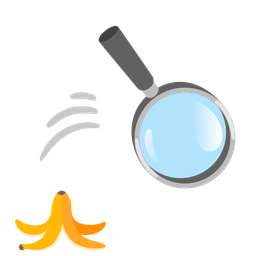 magnifying glass tilted right and banana