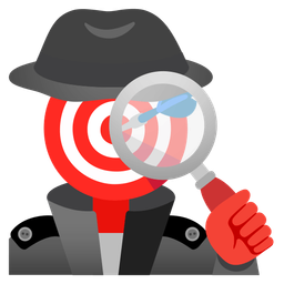 magnifying glass tilted right and bow and arrow