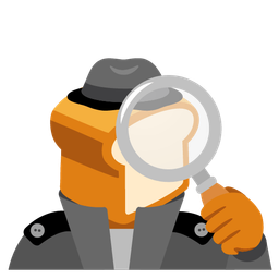 magnifying glass tilted right and bread