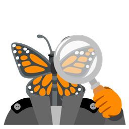 magnifying glass tilted right and butterfly