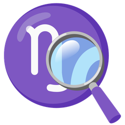 magnifying glass tilted right and Capricorn