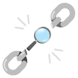 magnifying glass tilted right and chains