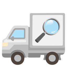 magnifying glass tilted right and delivery truck