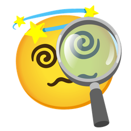 magnifying glass tilted right and dizzy