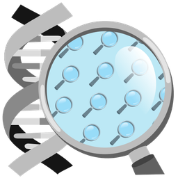 magnifying glass tilted right and dna