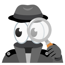 magnifying glass tilted right and eyes