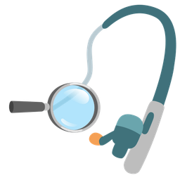 magnifying glass tilted right and fishing pole