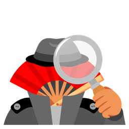 magnifying glass tilted right and folding hand fan