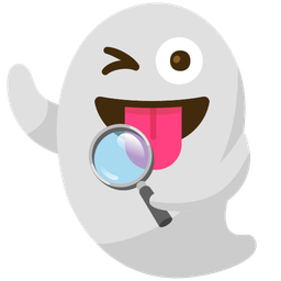 magnifying glass tilted right and ghost