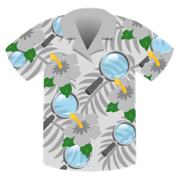 magnifying glass tilted right and hibiscus