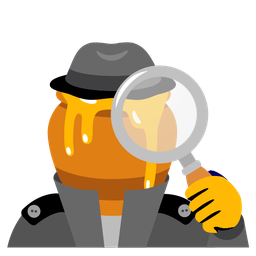 magnifying glass tilted right and honey pot