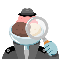 magnifying glass tilted right and ice cream