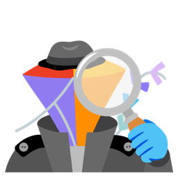 magnifying glass tilted right and kite