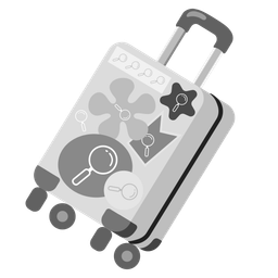 magnifying glass tilted right and luggage