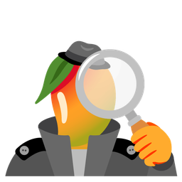 magnifying glass tilted right and mango