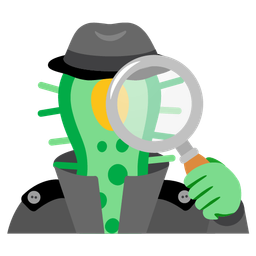 magnifying glass tilted right and microbe