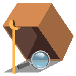 magnifying glass tilted right and mouse trap