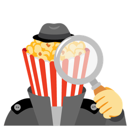 magnifying glass tilted right and popcorn