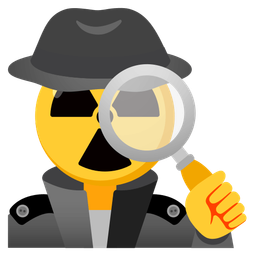 magnifying glass tilted right and radioactive