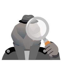 magnifying glass tilted right and rock