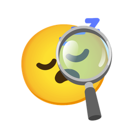 magnifying glass tilted right and sleeping face