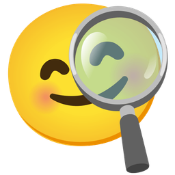 Magnifying glass tilted right and Smiling face with smiling eyes
