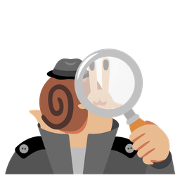 magnifying glass tilted right and snail