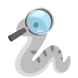 magnifying glass tilted right and snake