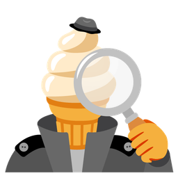 magnifying glass tilted right and soft ice cream