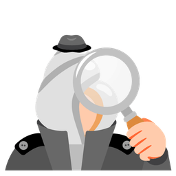 magnifying glass tilted right and spiral shell