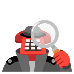 magnifying glass tilted right and telephone