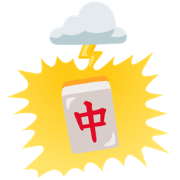 mahjong red dragon and cloud with lightning