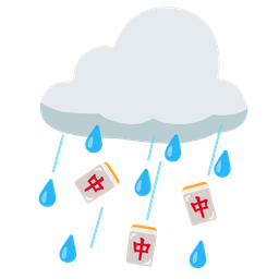 mahjong red dragon and cloud with rain