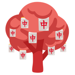 mahjong red dragon and deciduous tree