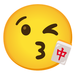 Mahjong red dragon and Face blowing a kiss