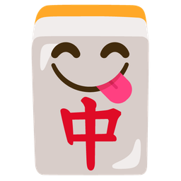 Mahjong red dragon and Face savoring food