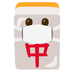 mahjong red dragon and face with medical mask