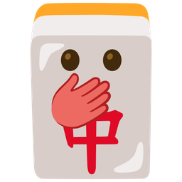 mahjong red dragon and face with open eyes and hand over mouth