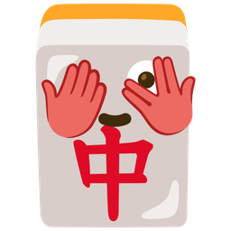 mahjong red dragon and face with peeking eye