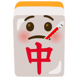 mahjong red dragon and face with thermometer