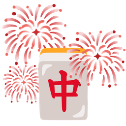 mahjong red dragon and fireworks