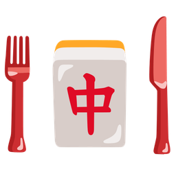 mahjong red dragon and fork and knife with plate