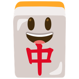 Mahjong red dragon and Grinning face with big eyes