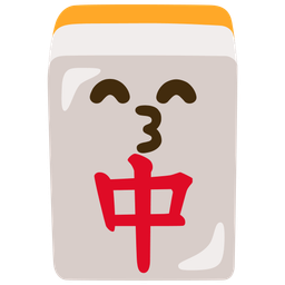 Mahjong red dragon and Kissing face with smiling eyes