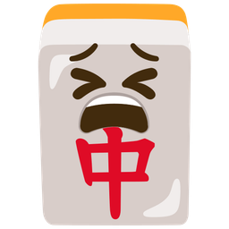 mahjong red dragon and tired face