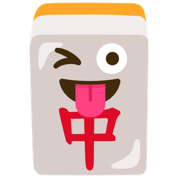 Mahjong red dragon and Winking face with tongue