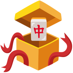 mahjong red dragon and wrapped gift