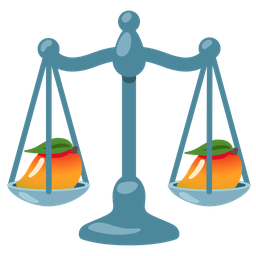 mango and balance scale