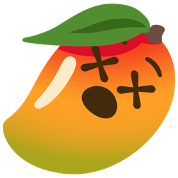mango and face with crossed-out eyes