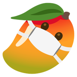 mango and face with medical mask